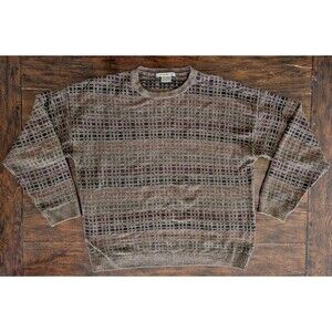 Vtg 90s KNIGHTSBRIDGE Abstract "Cosby" Sweater XL Earth Tone Coogie Style